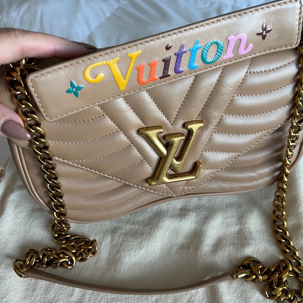 Louis Vuitton New Wave Tan and Gold Shoulder Bag with Quilted Leather